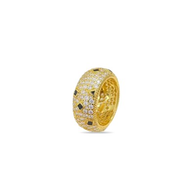 CARTIER BLACK ENAMEL LEOPARD PRINT RING FOR WOMEN LUXURIOUS GOLD WIDE DESIGN CARTIER BLACK ENAMEL LEOPARD PRINT RING FOR WOMEN LUXURIOUS GOLD WIDE DESIGN